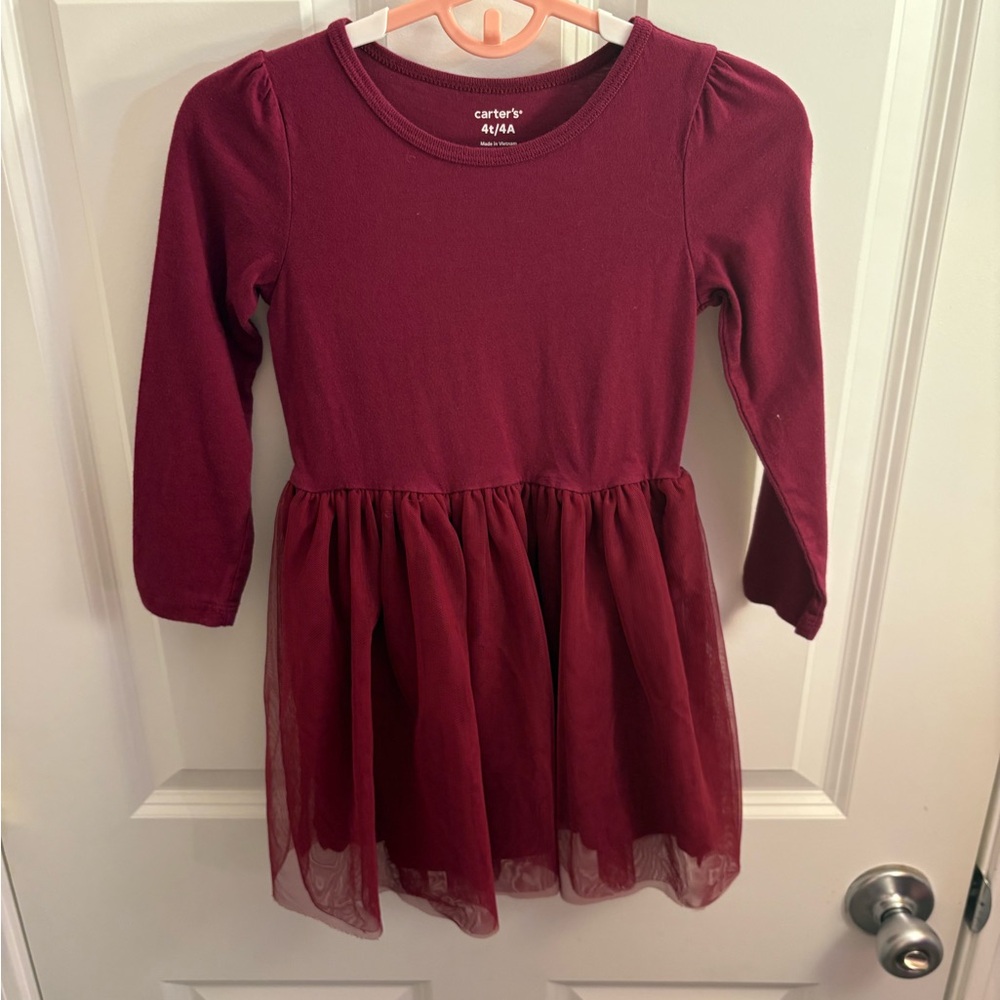 Carter's Deep Red Long Sleeve Dress 4T
